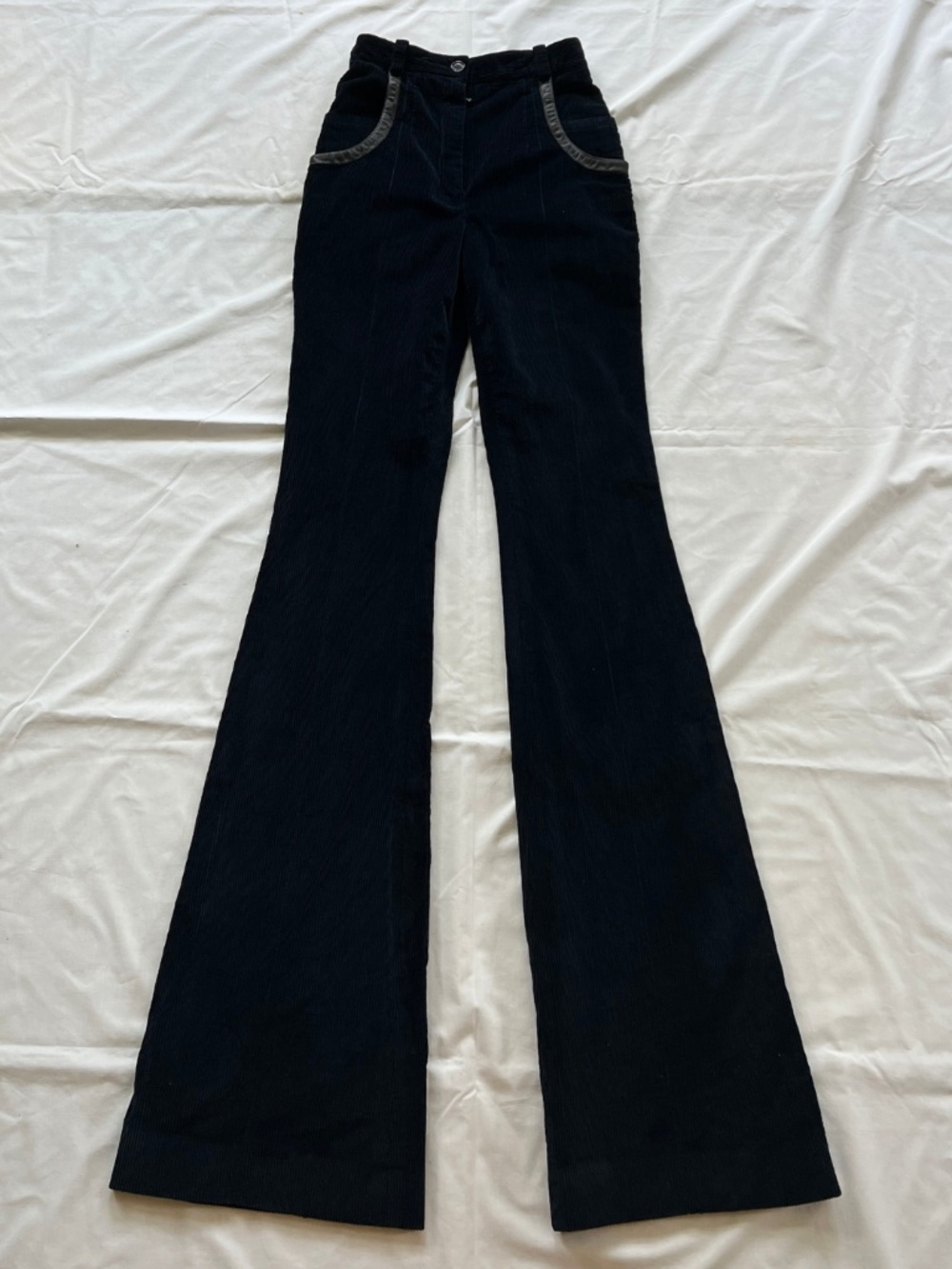 Vtg. Nina Ricci Tall Corduroy Flares - Navy - Size 00 / XXS